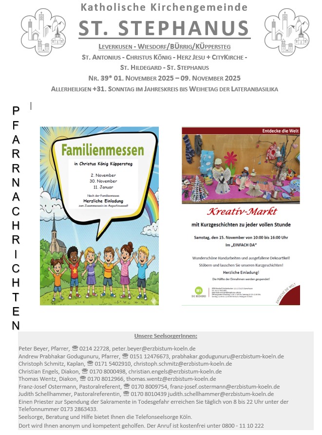 Titel Pfarrnachrichten 01.11. 2025 bis 09.11.2025