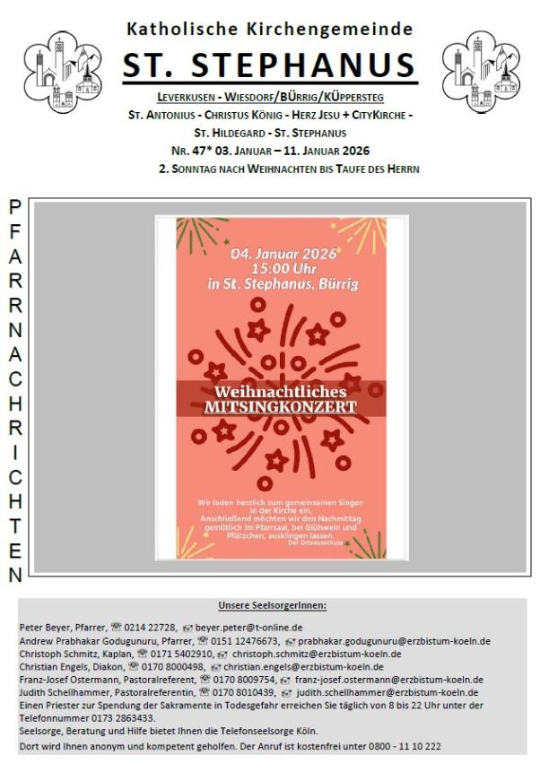 Titel Pfarrnachrichten 03.01. - 11-01.2026