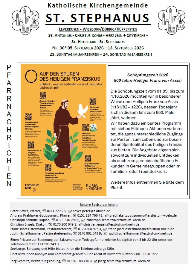Titel Pfarrnachrichten 05.09. - 13.09.2026