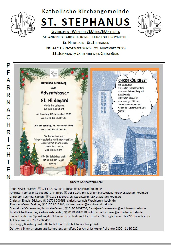 Titel Pfarrnachrichten 14.11. - 23.11.2025