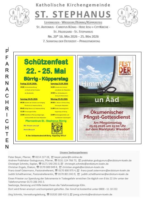 Titel Pfarrnachrichten 16.05. - 25.05.2026
