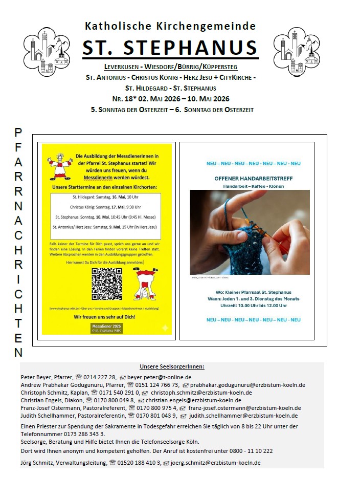 Titel Pfarrnachrichten 18 - 02.05.26 - 10.05.26