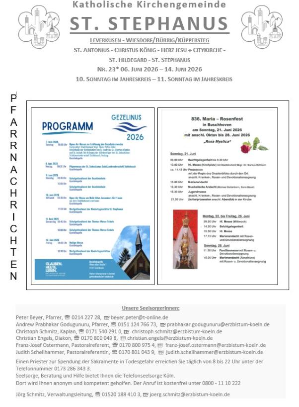 Titel Pfarrnachrichten 23 - 6.6. - 14-6.2026
