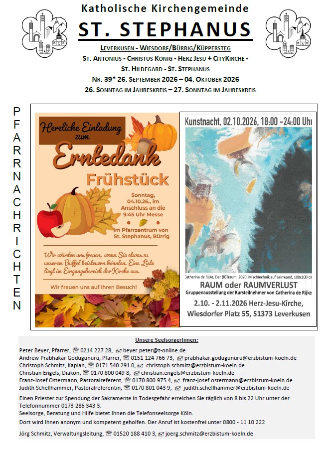 Titel Pfarrnachrichten 39 26.09. - 04.10.2026