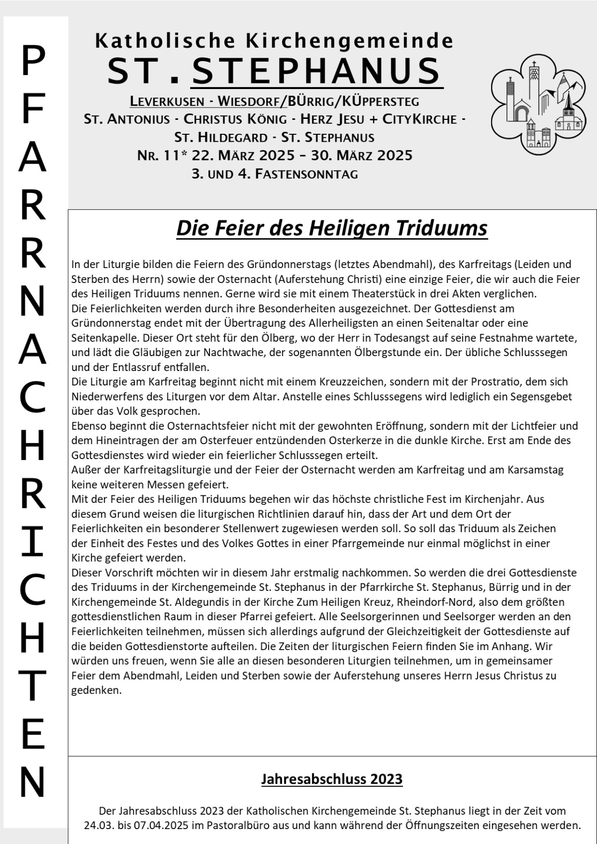 Titel Pfarrnachrichten Stephanus 22-03-30-03-2025
